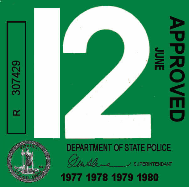 1977-1980 Virginia inspection sticker 1977-1980 Virginia inspection sticker